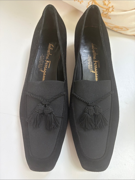 Salvatore Ferragamo Shoes - Suede Salvatore Ferragamo Black Tassel Slip-On Loafers, size 8 B